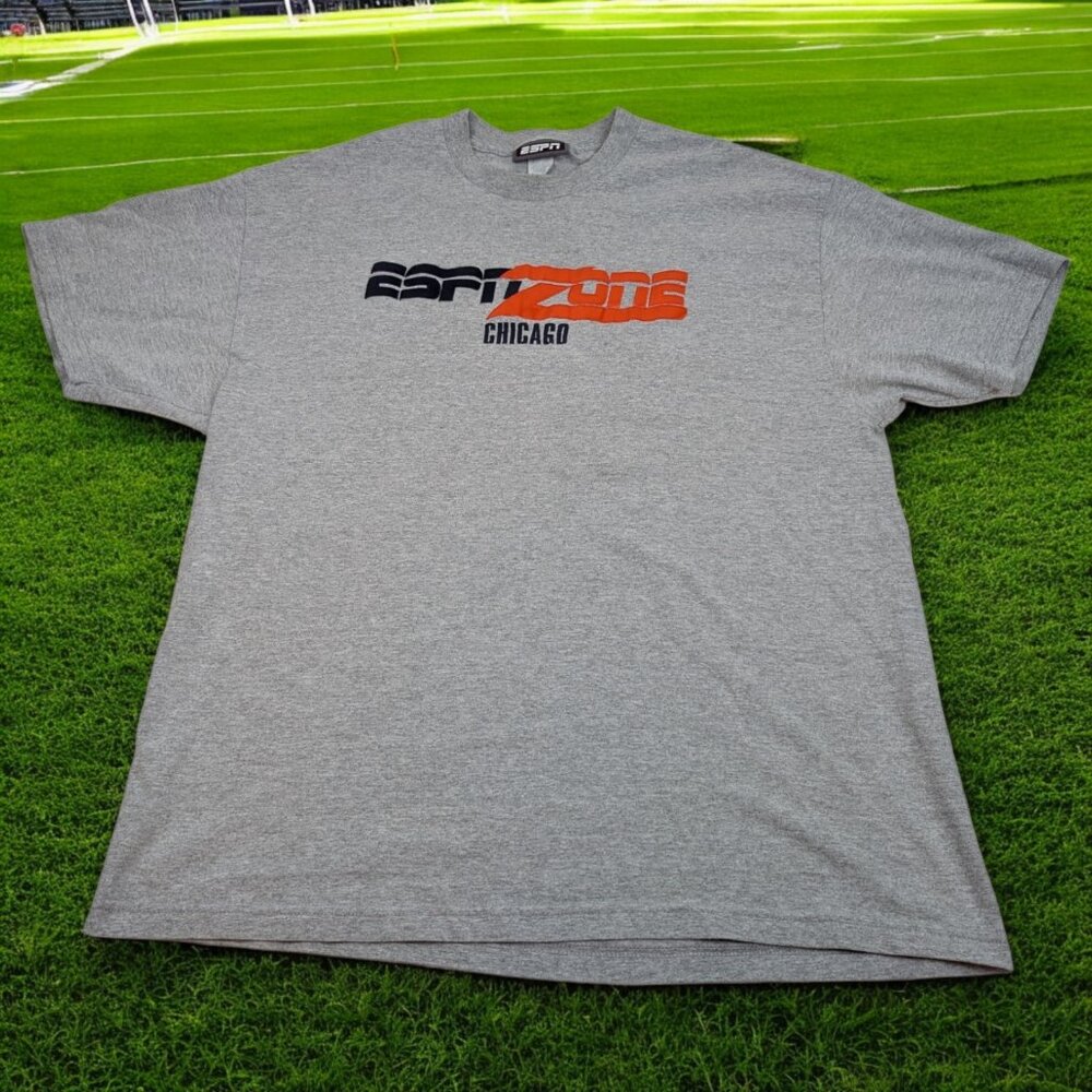 Vintage ESPN Zone Chicago Sports Gray T-Shirt Embroidered XXL‎